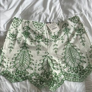 Zara Green Embroidered Women's Shorts